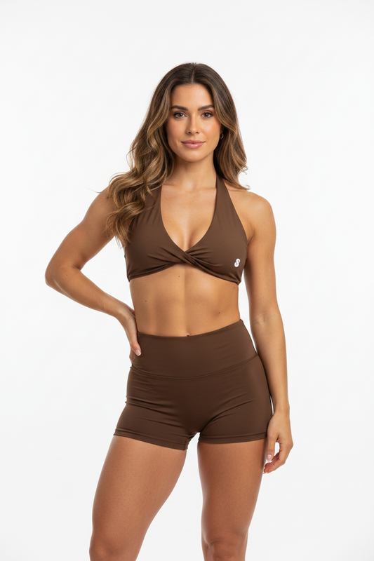 sivra's pleated halter sports bra