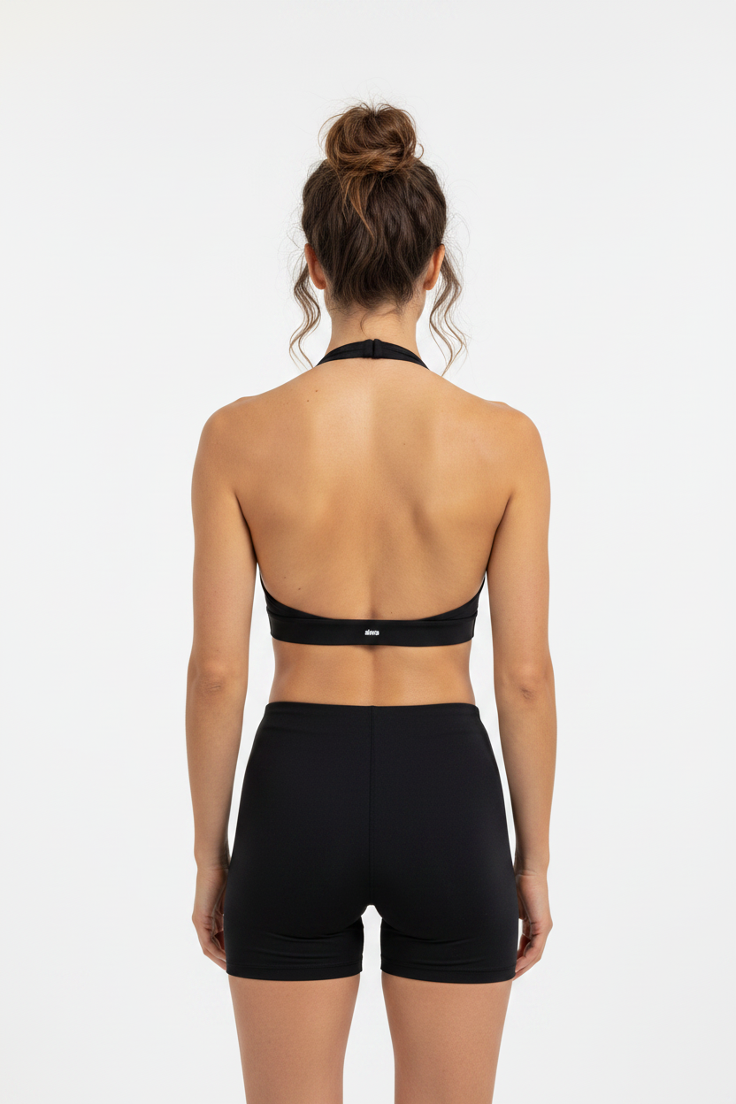 sivra's pleated halter sports bra