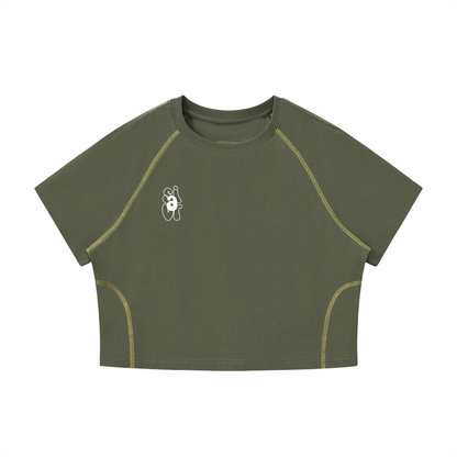sivra's stitch raglan crop T