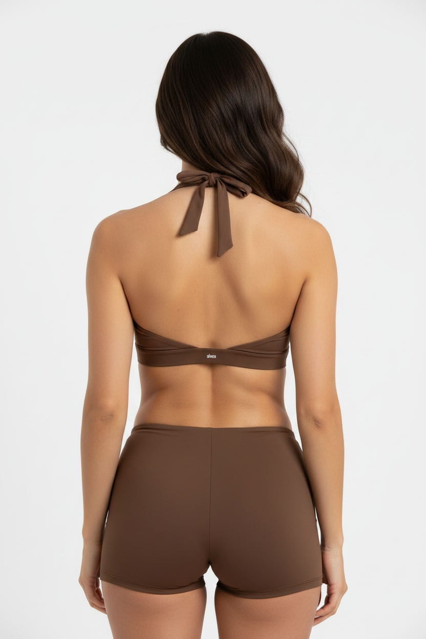 sivra's pleated halter sports bra
