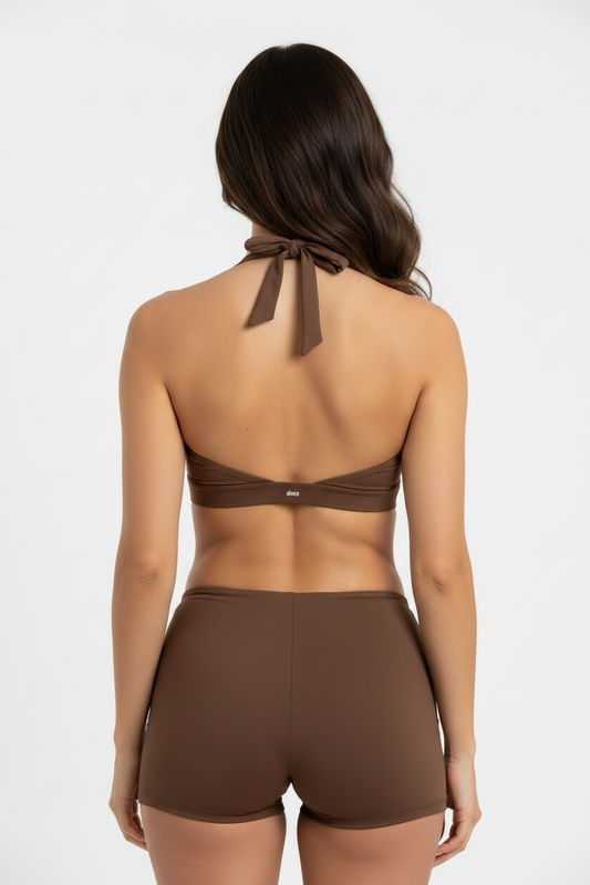 sivra's pleated halter sports bra